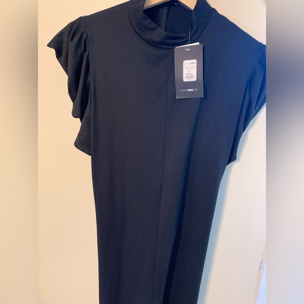 plain black jumper with detailed sleeves